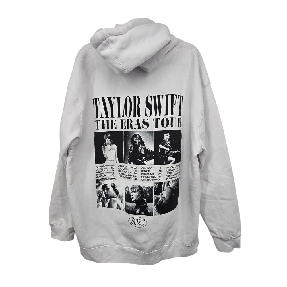 Taylor Swift The Eras Tour Hoodie Women's XL White Black Collage Swifties Swifty